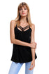 Sexy Black Spaghetti Strap Tank Top with Caged Neckline
